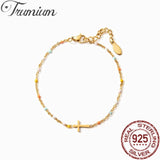 925 Silver Crucifix Bracelet for Women Bohemian Jewelry