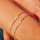 925 Silver Crucifix Bracelet for Women Bohemian Jewelry