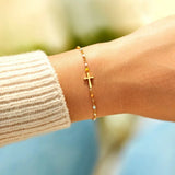 925 Silver Crucifix Bracelet for Women Bohemian Jewelry