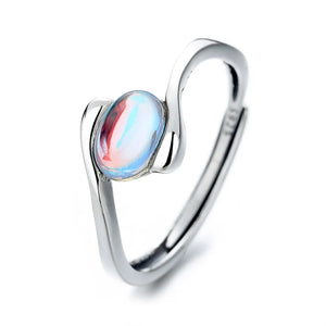 925 Silver Ring with Natural Moonstone Gemstone for Women Wedding Engagement