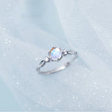 925 Silver Ring with Natural Moonstone Gemstone for Women Wedding Engagement