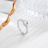 925 Silver Ring with Natural Moonstone Gemstone for Women Wedding Engagement