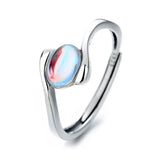 925 Silver Ring with Natural Moonstone Gemstone for Women Wedding Engagement