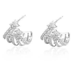 925 Silver Octagonal Star Zirconia Earrings Luxury Wedding Earring