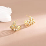925 Silver Octagonal Star Zirconia Earrings Luxury Wedding Earring