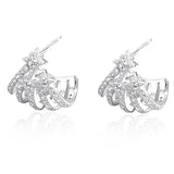 925 Silver Octagonal Star Zirconia Earrings Luxury Wedding Earring