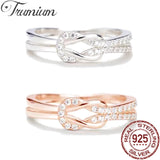 925 Sterling Silver Infinity Love CZ Knot Ring Wedding Engagement Fine Jewelry