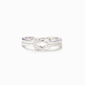 925 Sterling Silver Infinity Love CZ Knot Ring Wedding Engagement Fine Jewelry