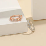 925 Sterling Silver Infinity Love CZ Knot Ring Wedding Engagement Fine Jewelry