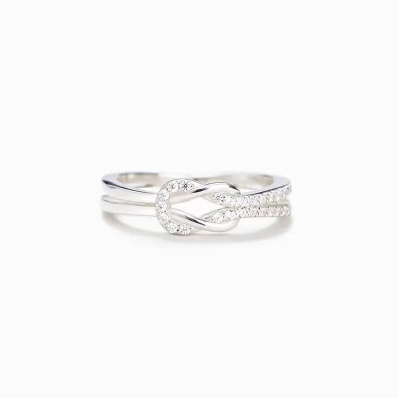 925 Sterling Silver Infinity Love CZ Knot Ring Wedding Engagement Fine Jewelry