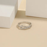 925 Sterling Silver Infinity Love CZ Knot Ring Wedding Engagement Fine Jewelry