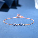 925 Sterling Silver Water Wave Bracelet Minimalist Chain Jewelry Gift