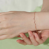 925 Sterling Silver Water Wave Bracelet Minimalist Chain Jewelry Gift