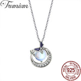 925 Sterling Silver Moon & Star Necklace Pendant, Moonstone Jewelry Gift