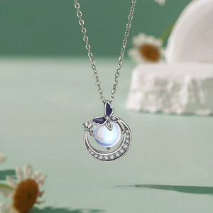 925 Sterling Silver Moon & Star Necklace Pendant, Moonstone Jewelry Gift