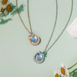 925 Sterling Silver Moon & Star Necklace Pendant, Moonstone Jewelry Gift
