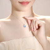925 Sterling Silver Square Zircon Pendant Necklace for Women