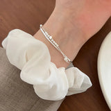 925 Sterling Silver Star Beads Bracelet Double Chain Bangle