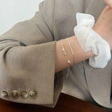 925 Sterling Silver Star Beads Bracelet Double Chain Bangle