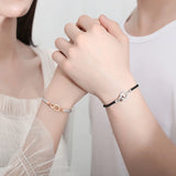 925 Silver Lover Bracelet Double Circle Woven Rope Bracelet for Couples Gift