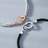 925 Silver Lover Bracelet Double Circle Woven Rope Bracelet for Couples Gift