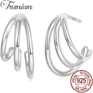 Trumium Vintage Sterling Silver Huggie Earrings For Women
