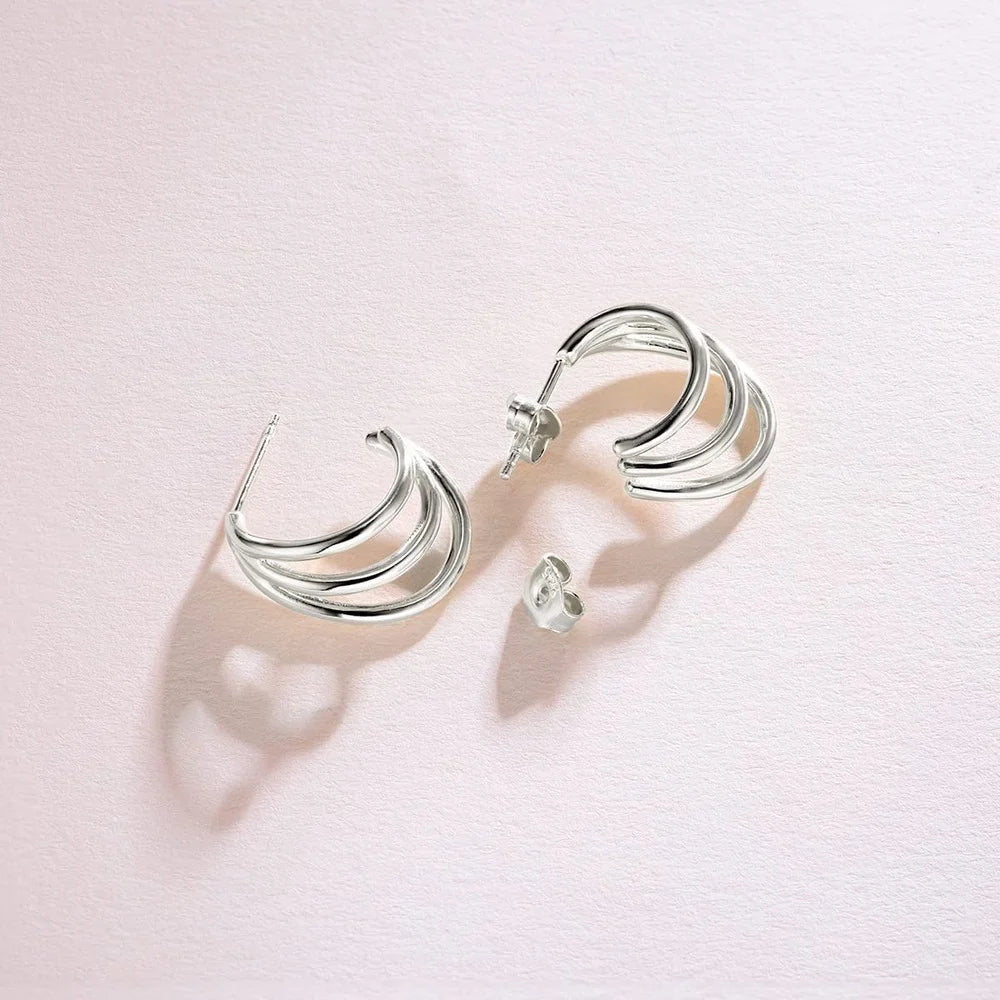 Trumium Vintage Sterling Silver Huggie Earrings For Women