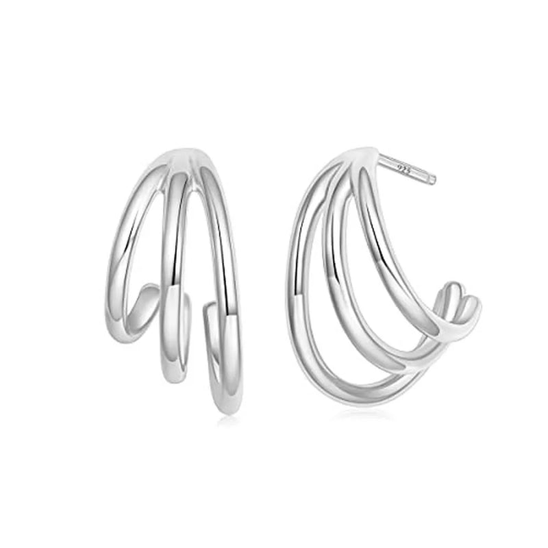 Trumium Vintage Sterling Silver Huggie Earrings For Women