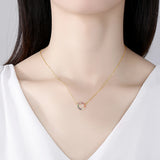 Trumium S925 Women's Circle Rainbow CZ Sterling Silver Necklace