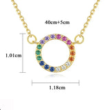 Trumium S925 Women's Circle Rainbow CZ Sterling Silver Necklace