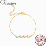 Trumium S925 Sterling Silver Bangles Sea Wave Women Bracelets Jewelry