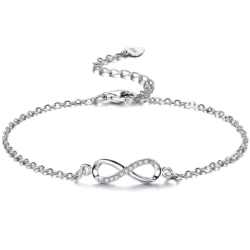 Trumium S925 Sterling Silver Endless Love Infinity Women Bracelet
