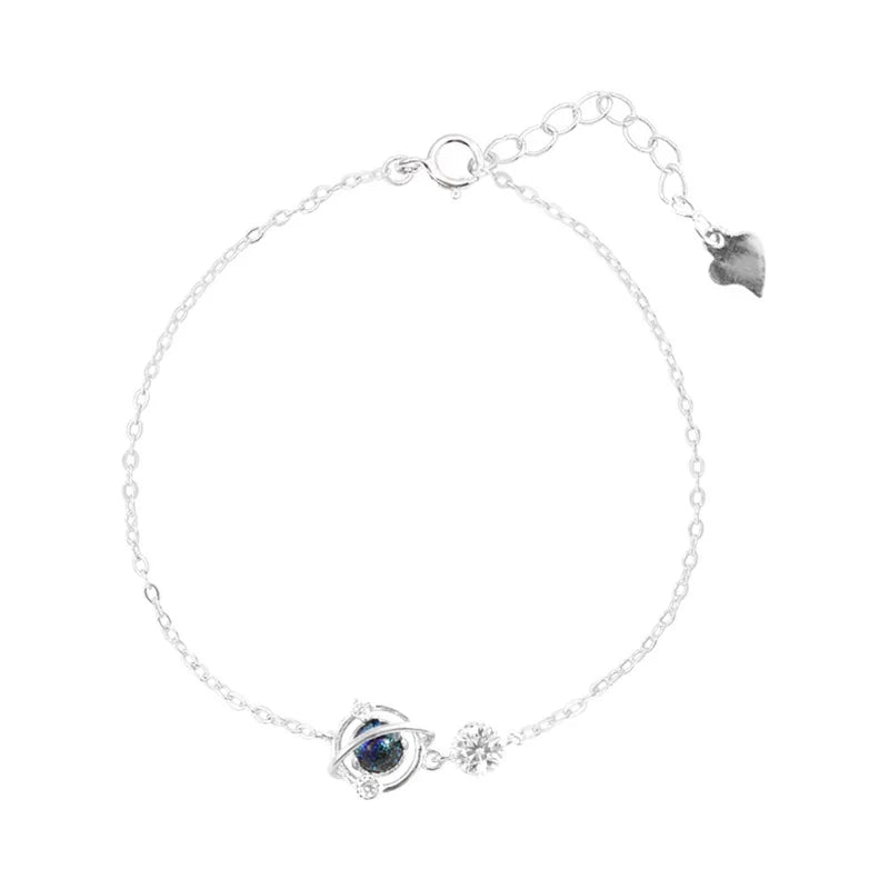 S925 Sterling Silver Fantasy Planet Bracelet Adjustable Chain