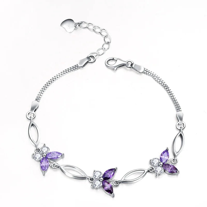 Trumium S925 Sterling Silver Butterfly Bracelet for Women