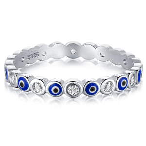 Trumium Sterling Silver Eye Ring Charm Wedding Eternity Rings for Women