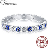 Trumium Sterling Silver Eye Ring Charm Wedding Eternity Rings for Women
