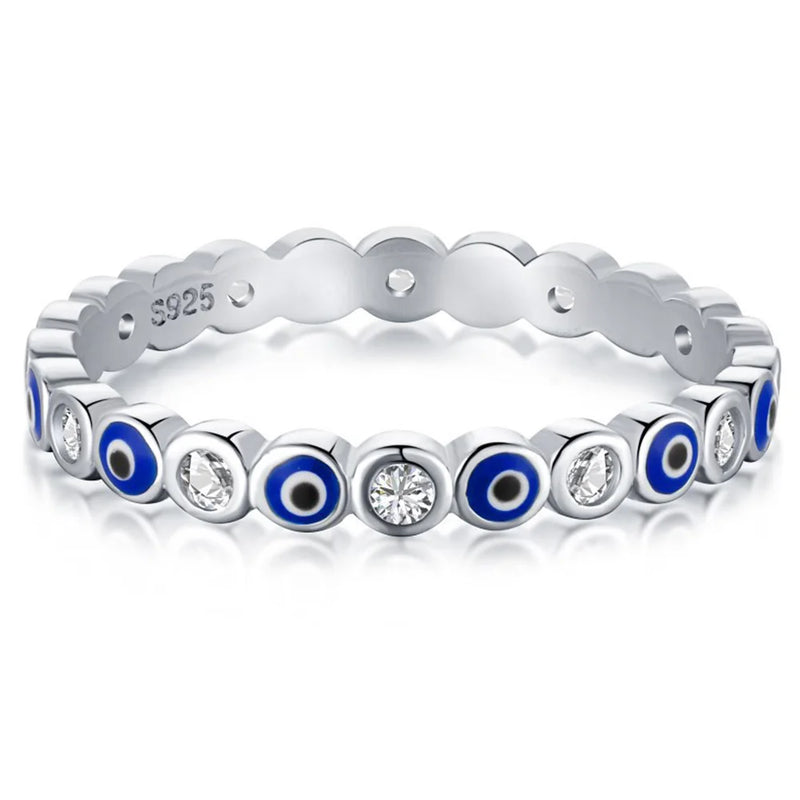 Trumium Sterling Silver Eye Ring Charm Wedding Eternity Rings for Women
