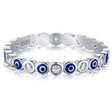 Trumium Sterling Silver Eye Ring Charm Wedding Eternity Rings for Women