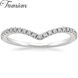 Trumium V Shape Zirconia Eternity Bands Copper Engagement Rings