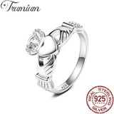 Trumium Women's Claddagh Ring 925 Sterling Silver Celtic Knot Crown Engraving