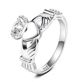 Trumium Women's Claddagh Ring 925 Sterling Silver Celtic Knot Crown Engraving