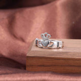Trumium Women's Claddagh Ring 925 Sterling Silver Celtic Knot Crown Engraving
