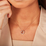 Trumium Sterling Silver Circles Interlock Necklace Zircon Pendant Gift