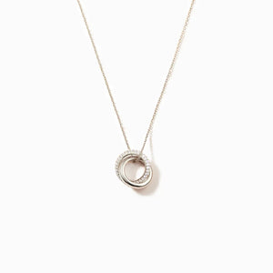 Trumium Sterling Silver Circles Interlock Necklace Zircon Pendant Gift