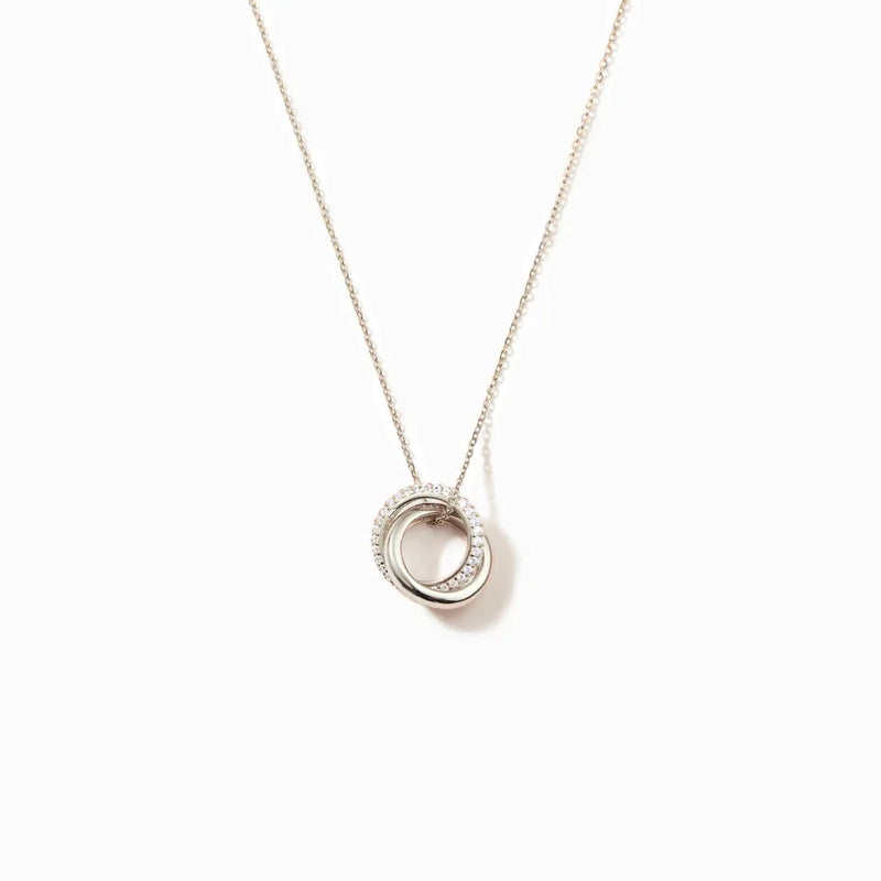 Trumium Sterling Silver Circles Interlock Necklace Zircon Pendant Gift