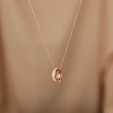 Trumium Sterling Silver Circles Interlock Necklace Zircon Pendant Gift