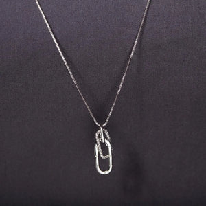 Sterling Silver Double Rectangle Pendant Necklace Snake Bone Thin Chain
