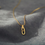 Sterling Silver Double Rectangle Pendant Necklace Snake Bone Thin Chain