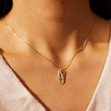 Sterling Silver Double Rectangle Pendant Necklace Snake Bone Thin Chain