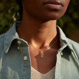 Sterling Silver Double Rectangle Pendant Necklace Snake Bone Thin Chain